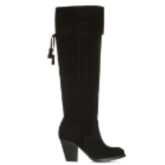 Black Suede Over the Knee Boots Size 6.5 - Picture 1 of 11